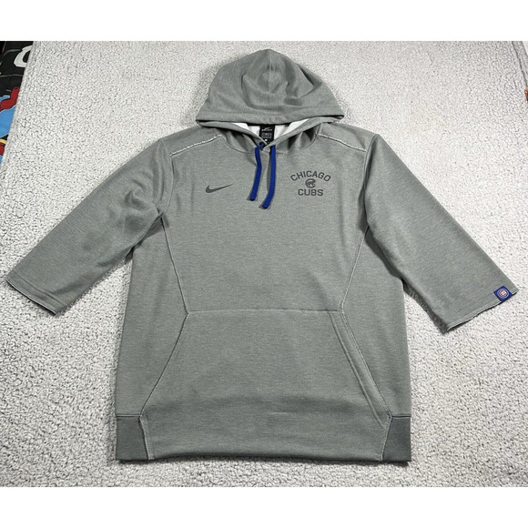 Chicago Cubs Hoodie Mens S Nike Dri-Fit 3/4 Sleeve Sweatshirt Baseball MLB Team - Picture 1 of 12